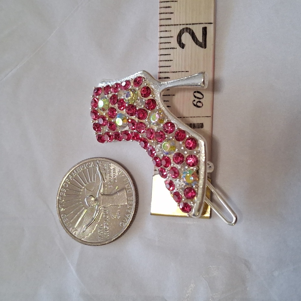 Pink Rhinestone High Heel Barette - Picture 4 of 5